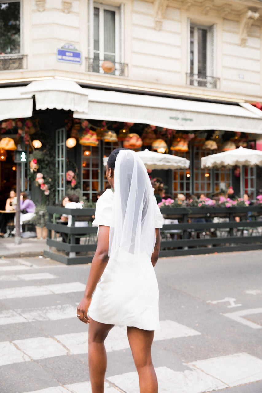 voile de mariée court en tulle simple