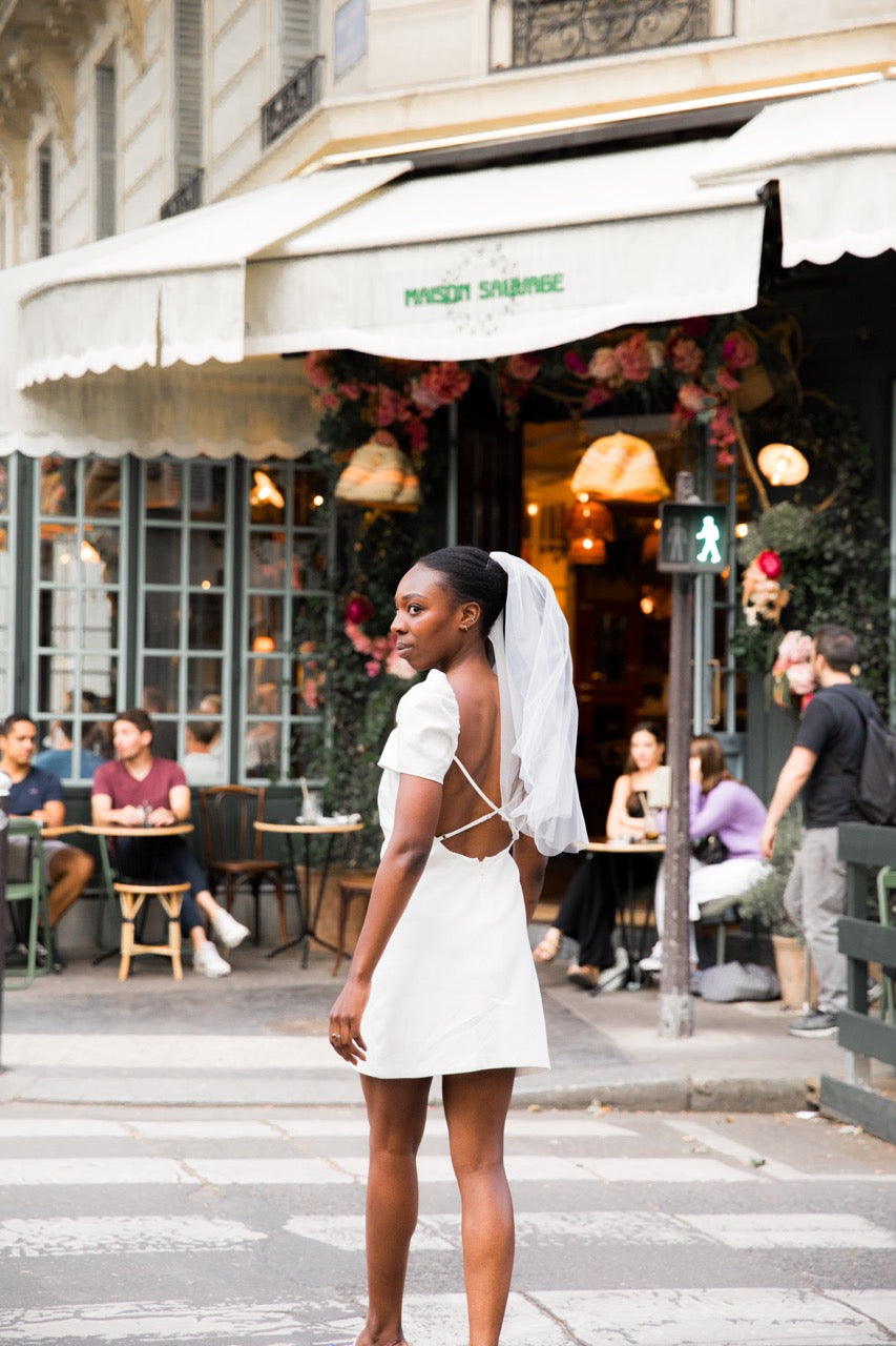 voile de mariée court en tulle simple