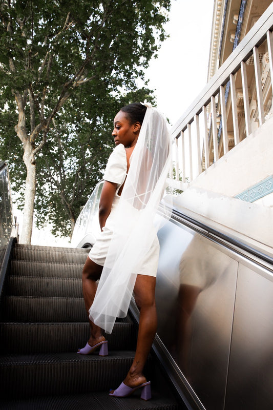 Voile de mariée long en tulle avec peigne décoratif