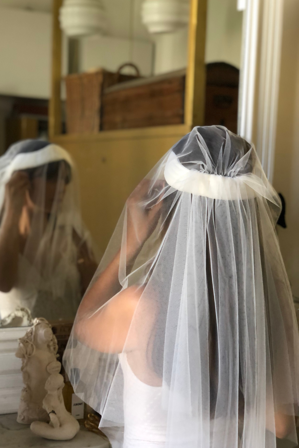 voile de mariée bandeau, voile rabattable sur le visage