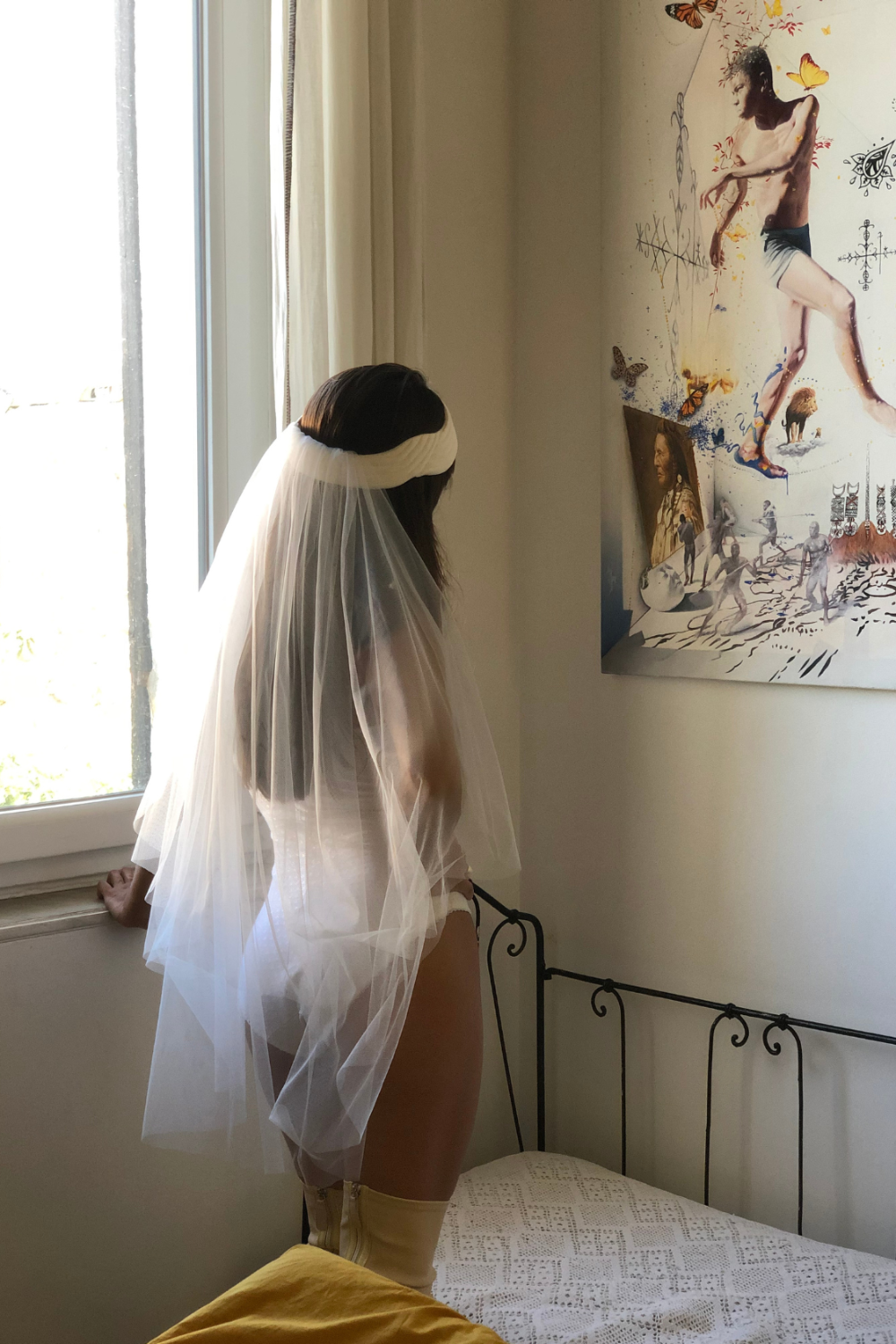 voile de mariée bandeau, voile rabattable sur le visage